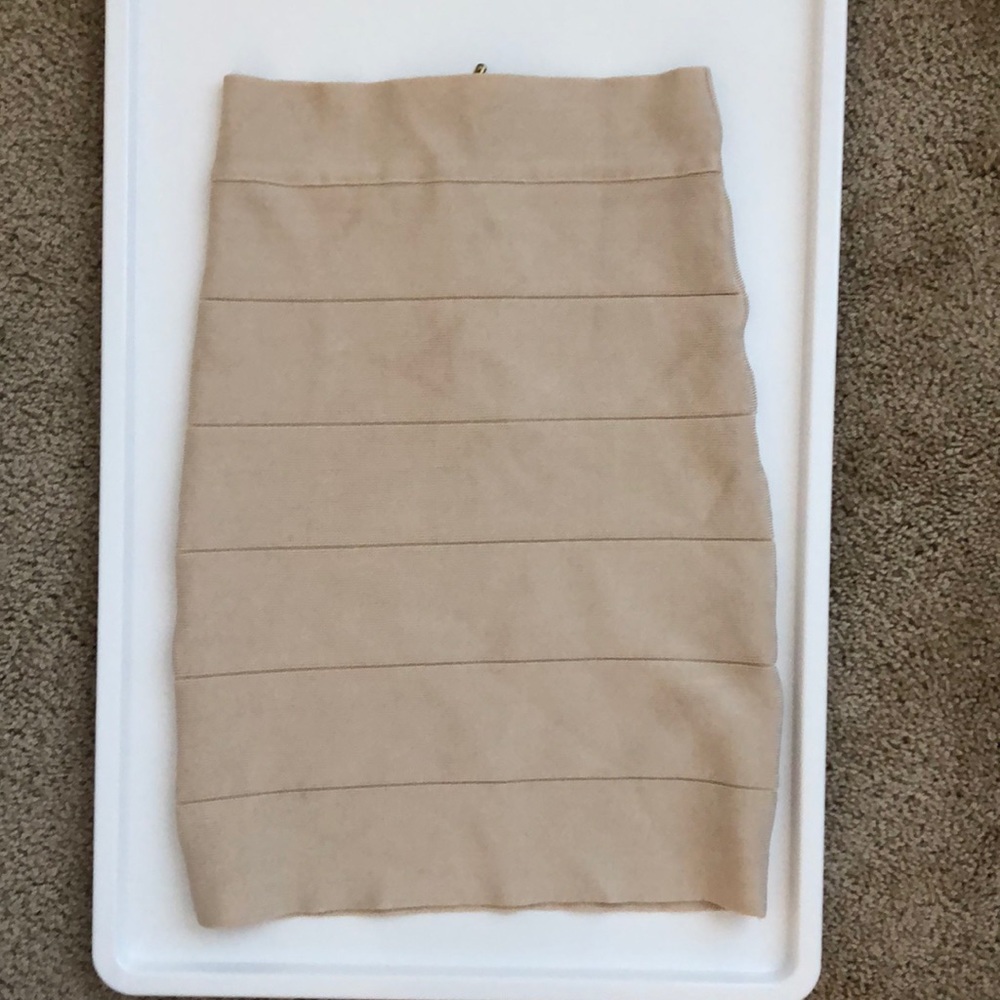 Bebe Beige Bandage Mini skirt